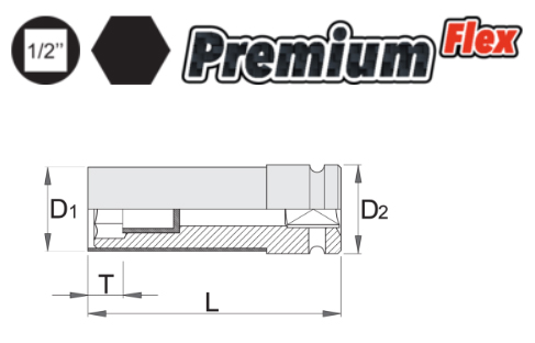 Cap de impact 1/2 inch UNIOR pentru roti din aliaj s